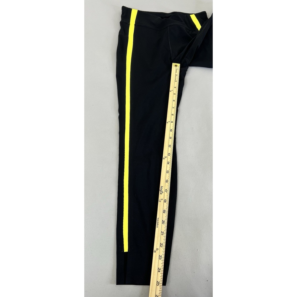 Zyia active full length leggings size 6/8 Medium Black With Yellow Stripe - Picture 2 of 9